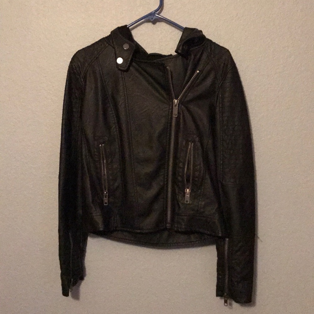 Leather Jacket with hoodie